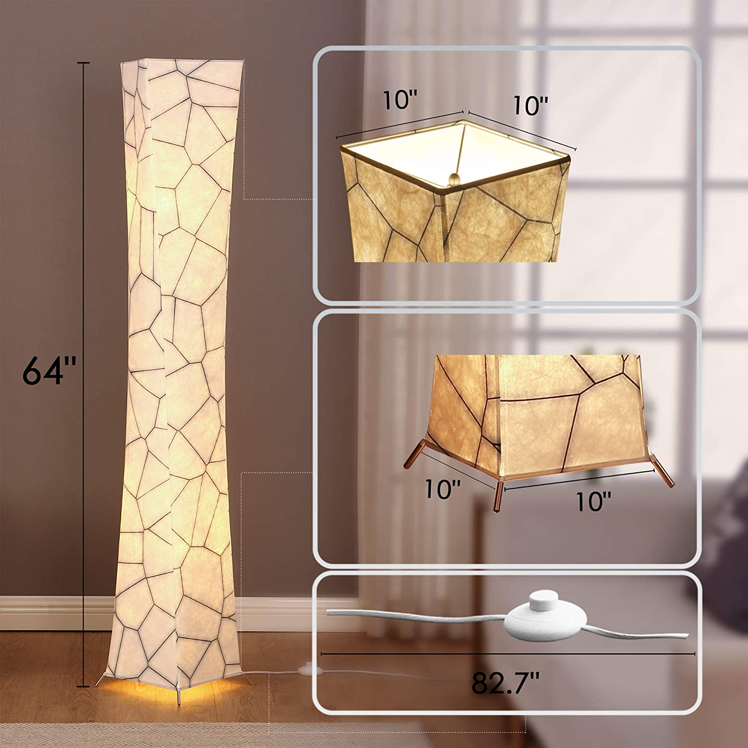 CHIPHY Modern 64 Dimmable Tall Lamp with Marble Fabric Lampshade 4 Lamps Buy - Best Online Lighting Stores